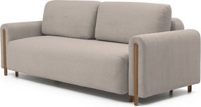 Canapea maro deschis extensibilă/cu spațiu de depozitare cu tapițerie din catifea reiată 244 cm Arcadova – ELTAP