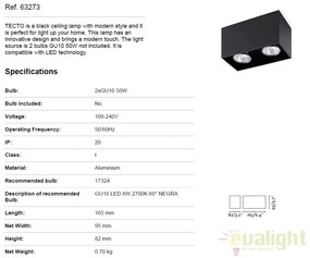 Plafoniera design modern minimalist TECTO-2 negru 63273