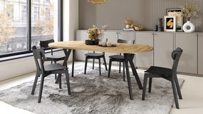 Mazzoni ALDO Stejar Artisan/picioare negre - MASĂ ROTUNDĂ STIL LOFT PENTRU SALON/SUFRAGERIE EXTENSIBILĂ CU PICIOARE ÎN FORMĂ DE "Y"