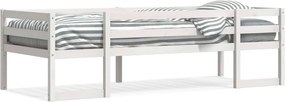 vidaXL Cadru de pat pentru copii, alb, 90x190 cm, lemn masiv de pin