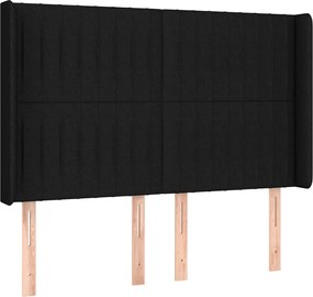 vidaXL Tăblie de pat cu aripioare, negru, 147x16x118/128 cm, textil