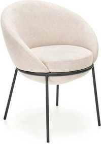 Saun tapitat dining K482, bej/negru, stofa clasica/metal, 61x59x78 cm