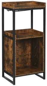 HOMCOM Dulap Vinuri Stil Industrial Suport 9 Sticle Pahare Rafturi 52x40x113cm Maro | Aosom Romania