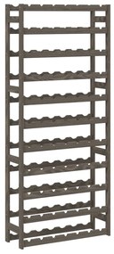 vidaXL Suport sticle de vin, 77 sticle, gri, lemn masiv de pin