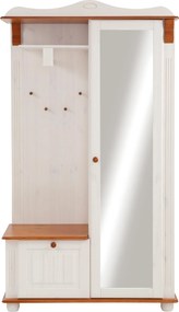 Garderoba alba cu oglinda Adele 108/40/185 cm, lemn masiv