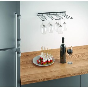 Suport de perete pentru sticle de vin Metaltex Wine Glass, negru