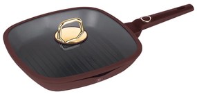 Tigaie grill cu capac Leonardo Collection Berlinger Haus  BH 8037, 28 cm, 2.1 litri, antiaderente, strat titan, visiniu mat