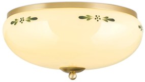 Plafoniera clasica Landhaus 35cm alama satin/ sticla champagne decor verde