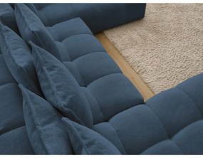 Colțar albastru închis extensibil/cu spațiu de depozitare cu tapițerie din chenille (cu colț pe partea dreaptă/în formă de "U") Everest – Bobochic Paris