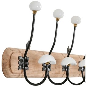 Cuier de perete decorativ, din lemn de acacia si metal, 4 carlige, Campagne