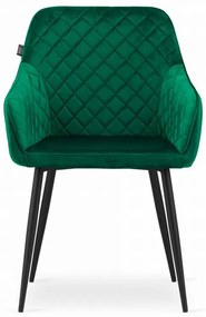 Set de sufragerie 1+4, masa alba decor stejar Sonoma MADO 120x80cm si scaun de sufragerie din catifea verde NUGAT