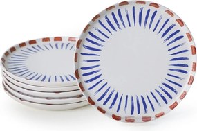 Set 6 farfurii desert 275KRM2324, alb/albastru, ceramica, 22 cm