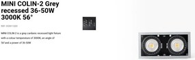 Spot LED incastrabil MINI COLIN-2 Grey recessed 36-50W 3000K 56°