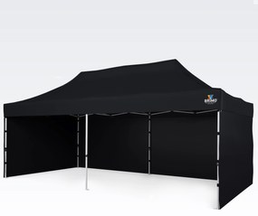 Cortină de petrecere 3x6m cu structură tip foarfecă (3 pereți) - Construcție din oțel și pânză 330g/m² - cu 3 pereți - Negru