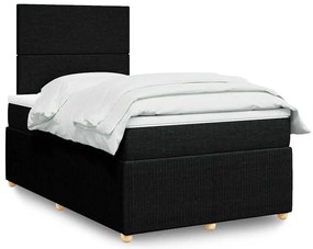 vidaXL Pat box spring cu saltea, negru, 120x200 cm, textil