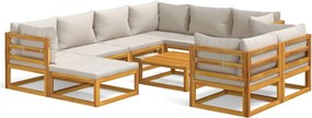 vidaXL Set mobilier grădină cu perne gri deschis, 10 piese, lemn pin