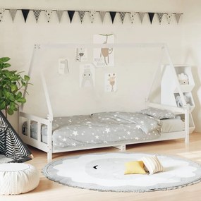 834463 vidaXL Cadru de pat pentru copii, alb, 90x190 cm, lemn masiv de pin