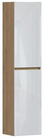 Set 9 piese mobilier baie modern Monako 120 cm stejar alb lucios