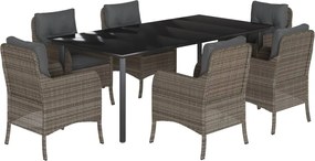 vidaXL Set mobilier de grădină cu perne, 7 piese, gri, poliratan