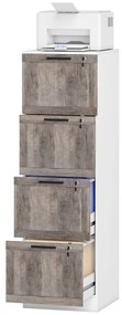 HOMCOM Cajonieră de Birou cu 4 Sertare Încuietoare 2 Chei Bare Suspendate pentru A4 Scrisoare 39,4x40x129 cm Alb și Lemn | Aosom Romania