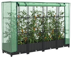 vidaXL Strat înălțat cu husă de seră, aspect ratan, 160x40x123 cm