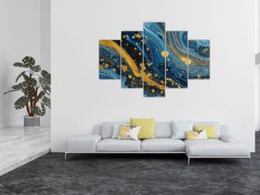 Tablou - Abstracție albastră cu aur (150x105 cm)