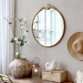 Oglindă de perete cu ramă decorativă, aspect vintage, H66/L60/W3 cm