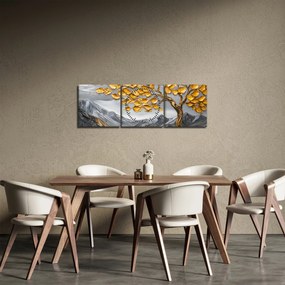 Tablou – Arbore cu frunze aurii (cu ceas) (90x30 cm)