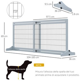 PawHut Poartă de Siguranță Extensibilă pentru Câini Lemn/Oțel Interior Albastru Închis 104-183cm | Aosom Romania