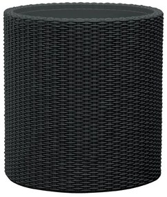Ghiveci plastic cu aspect ratan, M, antracit