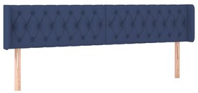 3119132 vidaXL Tăblie de pat cu aripioare, albastru, 203x16x78/88 cm textil
