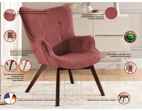 Fotoliu cu taburet roșu cu tapițerie din catifea reiată Niko – Ropez