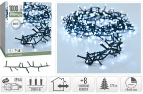 Lanț luminos exterior Twinkle, 20 m, 1000 LED, alb rece, temporizator, IP4, 20 m