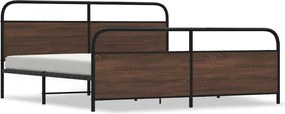 vidaXL Cadru de pat metalic fără saltea, stejar maro, 193x203 cm