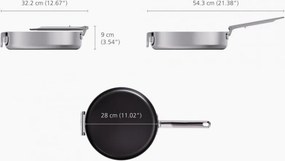 Tigaie adanca Joseph Joseph Space 1000057, 28 cm, Maner pliabil, Acoperire ceramica, Cuptor pana la 232°C, Inductie, Argintiu/negru