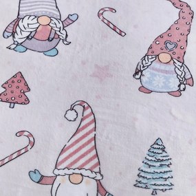 Pătură roz din micropluș/cocolino 130x170 cm cu model de Crăciun Festive Gnomes – Catherine Lansfield