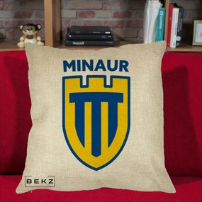 Perna Personalizata Minaur Baia Mare Fotbal, 40x40 cm, Crem, Husa Detasabila, Perna Inclusa, BEKZ®
