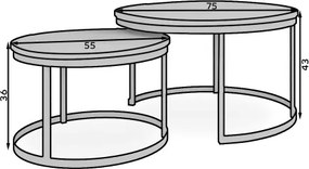 Măsuță de cafea 2in1 OKIN – 75x75x43 cm – Negru / Stejar Artisan