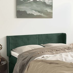 Tablie de pat cu aripioare verde inchis 147x16x78 88 cm catifea 1, Verde inchis, 147 x 16 x 78 88 cm