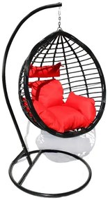 Balansoar/scaun suspendat Belize negru cu pernă roșie