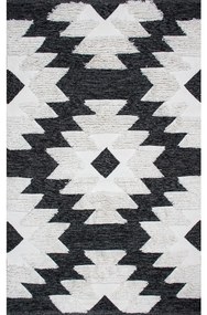 Covor rezistent Eko, AFR 01 - Black, White, 100% bumbac,  120 x 180 cm