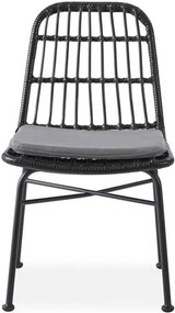 Scaun de gradina K401, gri/negru, rattan sintetic/otel, 47x45x85x43 cm