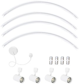 Sistem modern de iluminat pe șine cu 4 spoturi albe monofazate rotunde - Iconic Jeana