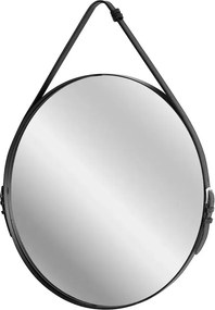 Oglinda rotunda Rea Loft TPJ-60B rama metalica cu curea neagra 60 cm