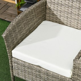 Outsunny Bancă de grădină din rășină împletită 2 locuri cu masă și perne - 135 x 64 x 81 cm - pentru balcon și terasă negru | Aosom Romania