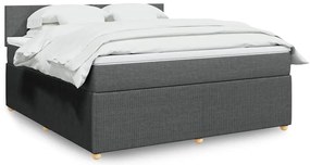 vidaXL Pat box spring cu saltea, gri închis, 180x200 cm, textil