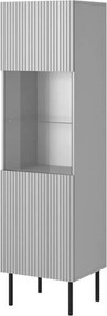 Vitrina ASENSIO, gri mat, PAL/metal, 50x42x180 cm