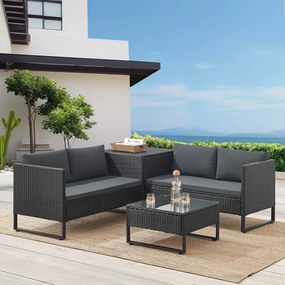 Juskys Set rattan Santorini - negru