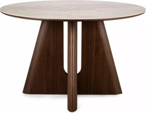 Masa rotunda Alzano Ceramic alb lucios/nuc ø120/h77 cm