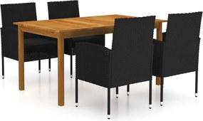 vidaXL Set mobilier de grădină, 5 piese, negru